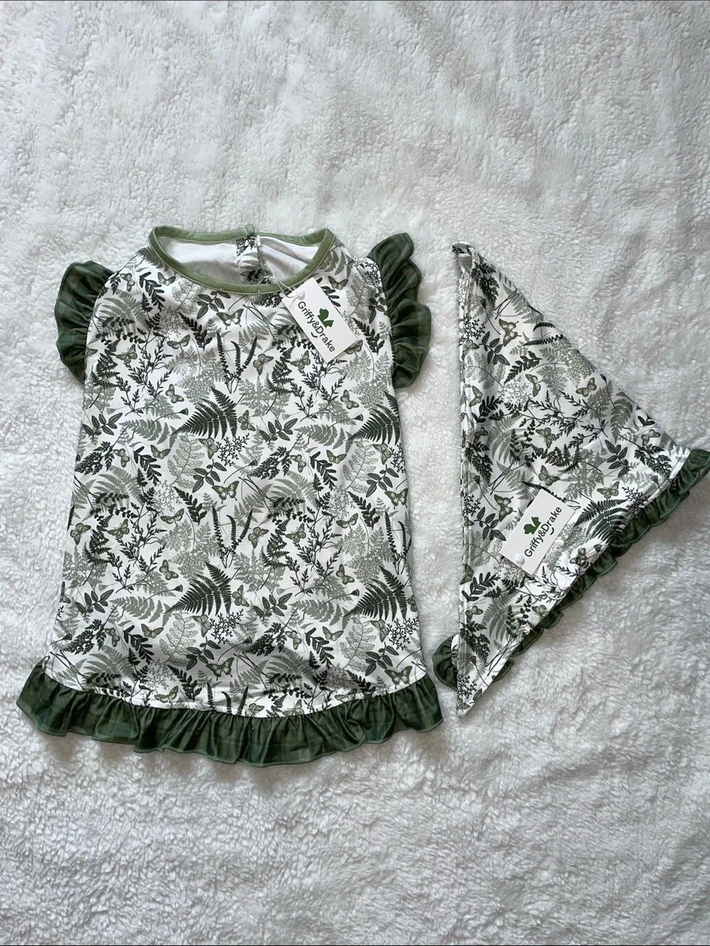 Leaf & Butterfly Ruffle Pet Shirt and Bandana Bundle